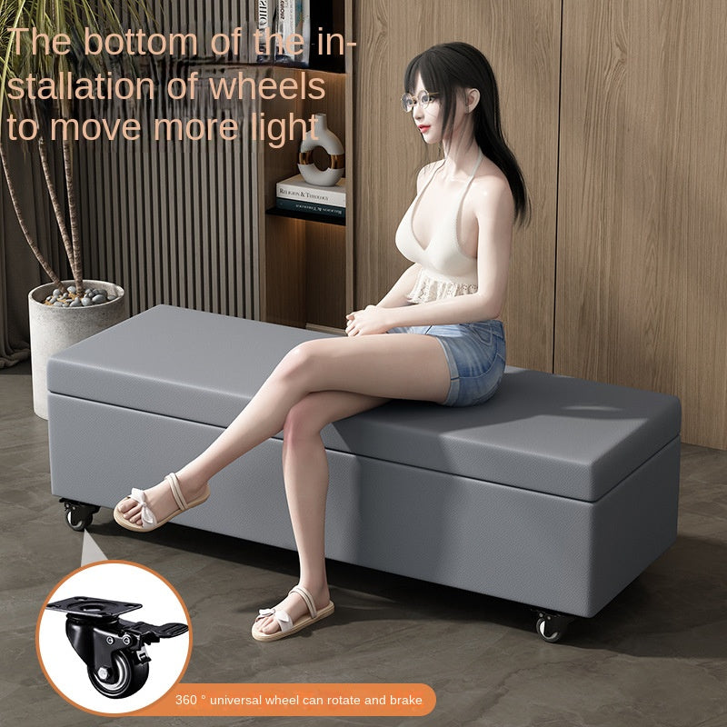Multifunctional Privacy Storage Sofa Stool with Lock and Wheels Discreet Doll Storage Cabinet