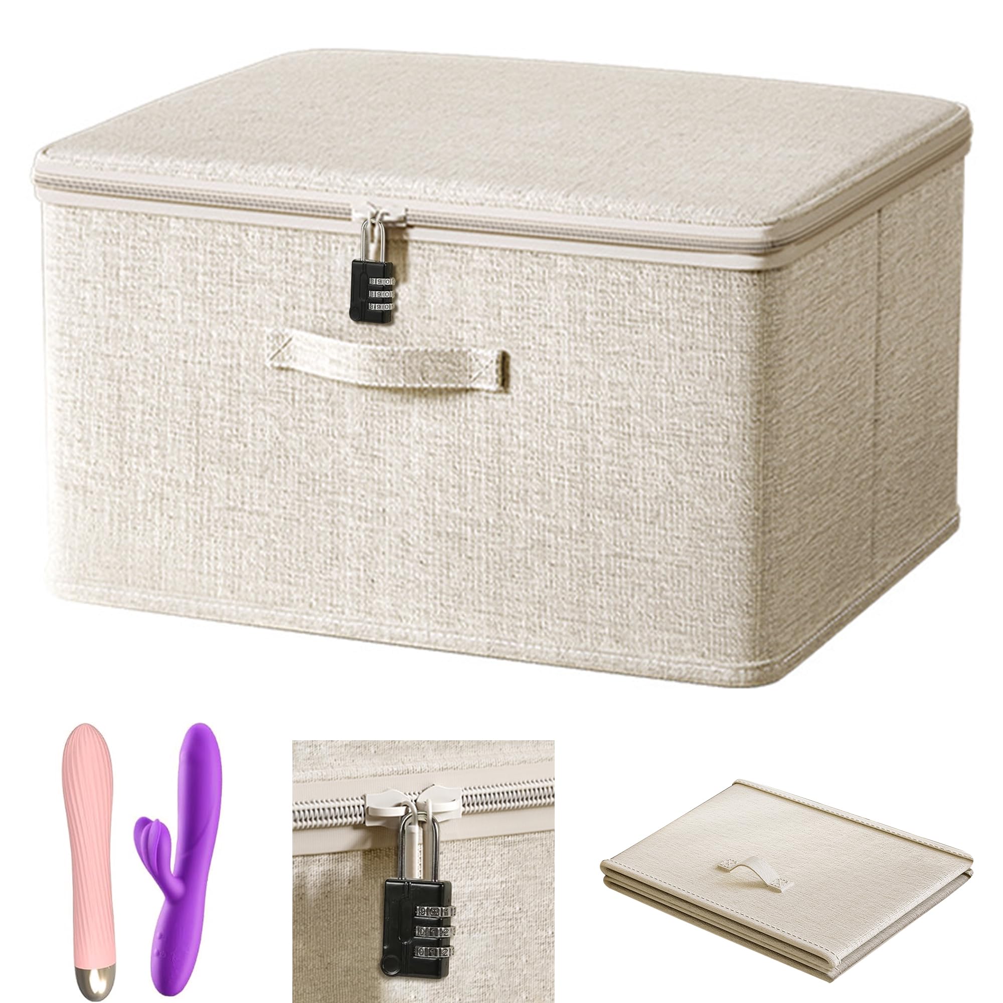 Discreet Lockable Adult Toy Storage Box with Combination Lock Foldable Waterproof Case