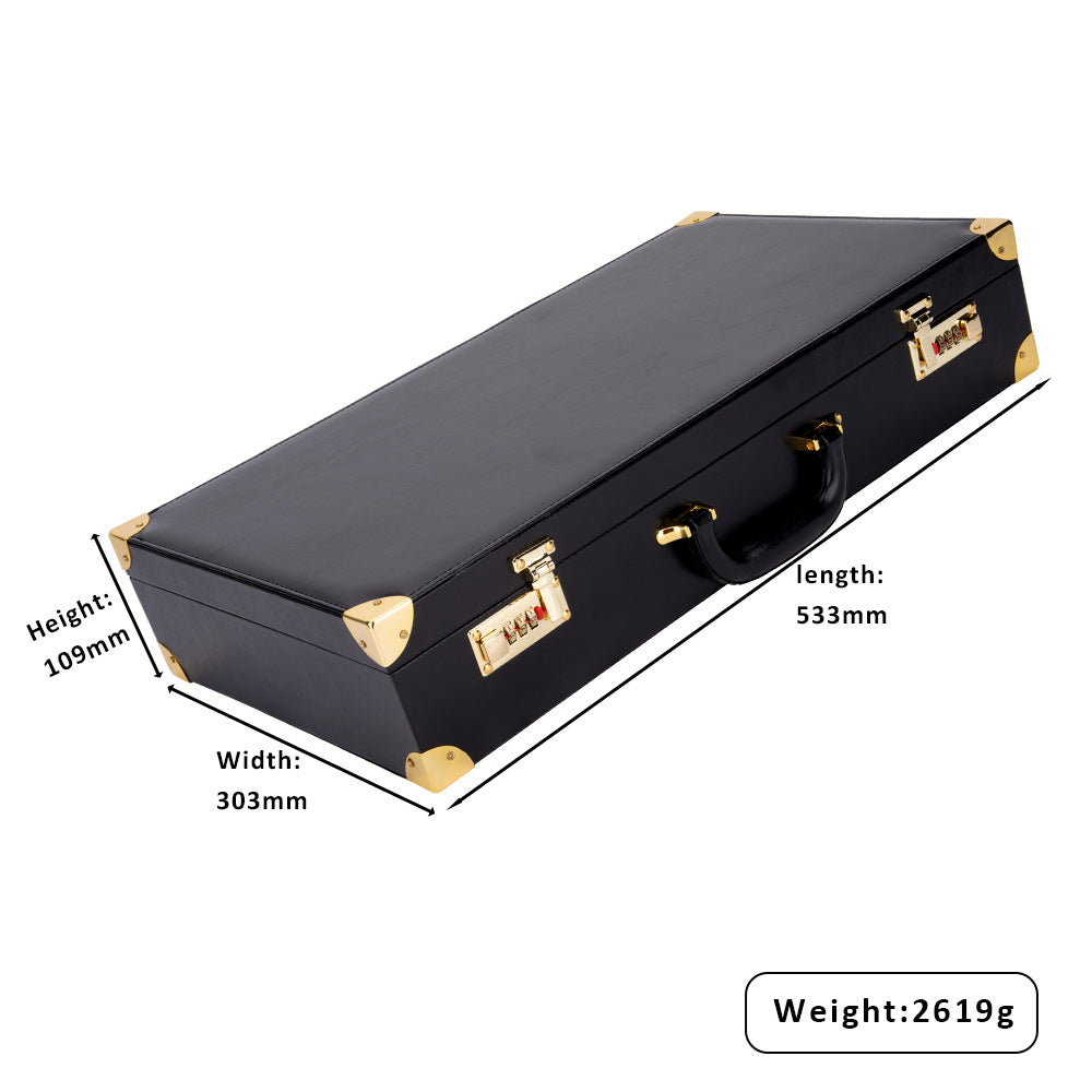 Luxury Vintage PU Leather Storage Briefcase with Dual Combination Locks 53cm Long
