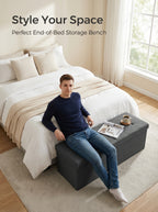 150cm Discreet End of Bed Storage Bench Large Privacy Ottoman for Dolls and Personal Items