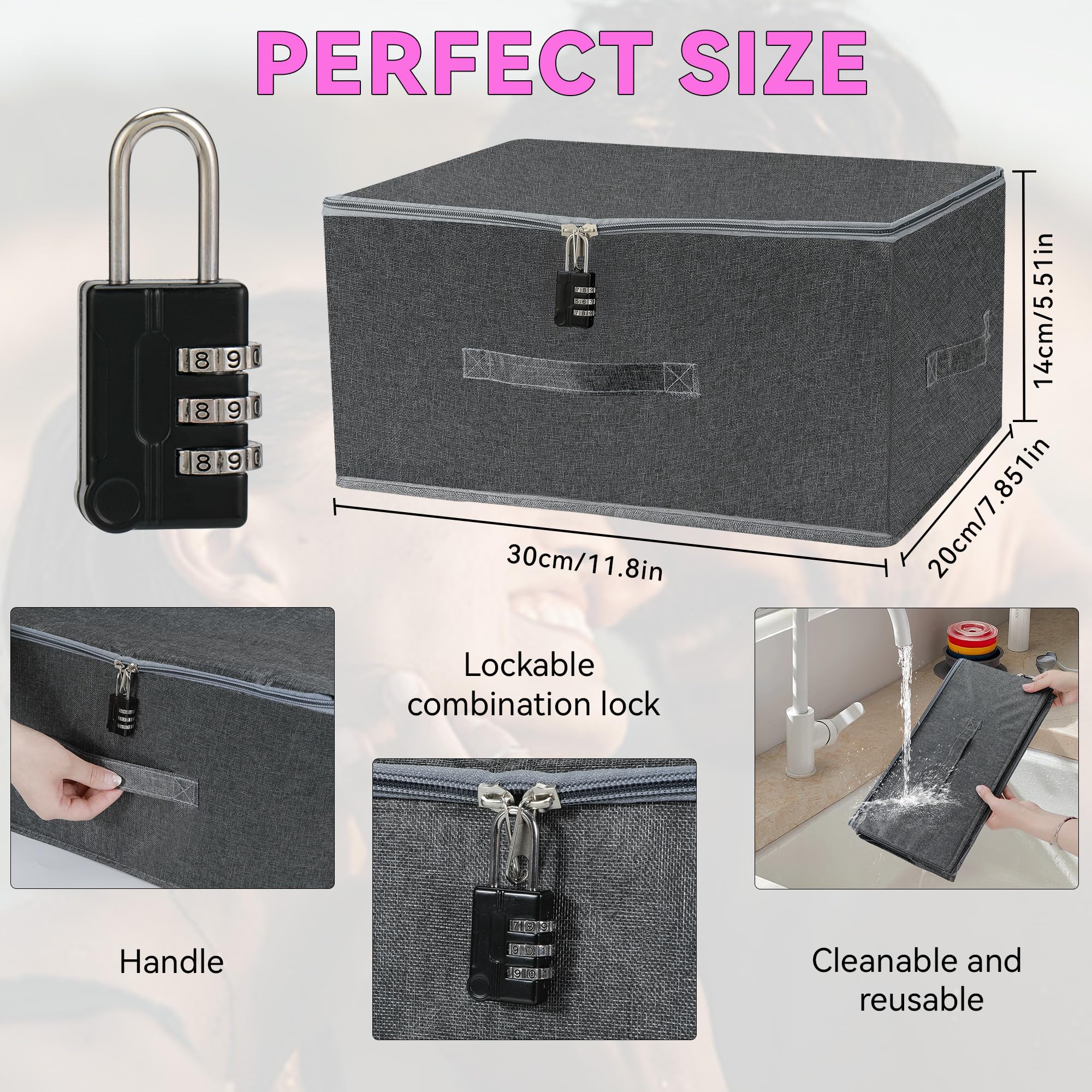 Discreet Lockable Adult Toy Storage Box with Combination Lock Foldable Waterproof Case
