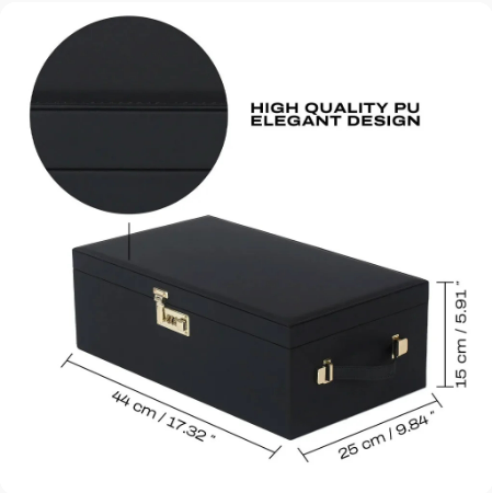 Premium Discreet Lockable Storage Box with Combination Lock - IPX7 Waterproof PU Leather