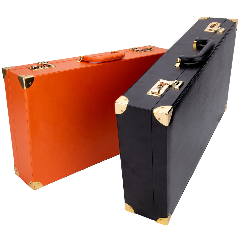 Luxury Vintage PU Leather Storage Briefcase with Dual Combination Locks 53cm Long