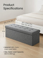 150cm Discreet End of Bed Storage Bench Large Privacy Ottoman for Dolls and Personal Items